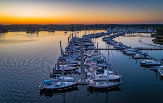 Photo of the Osprey Point Marina at Dusk in Rock Hall, MD.
