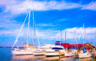 Painting from a Maryland Artist of a Chesapeake Bay Marina.