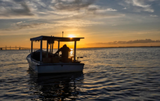 A man taking his boat out of Rock Hall's marinas