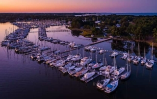 A view of a marina in Rock Hall, Maryland, in spring