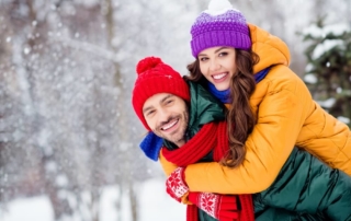 A couple spending a winter vacation in Rock Hall, Maryland