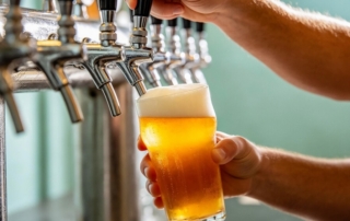 A craft beer being poured from the tap at an Eastern Shore brewery